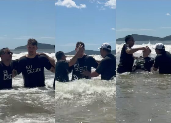 Jair Renan, ‘filho 04’ de Bolsonaro, é batizado nas águas 1