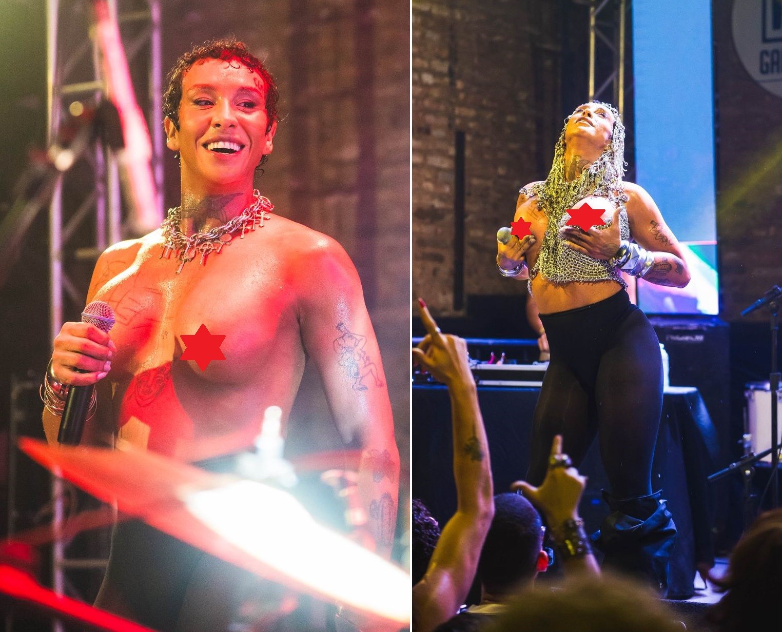 De volta aos palcos após internações, Linn da Quebrada surge com os seios à mostra em show 1