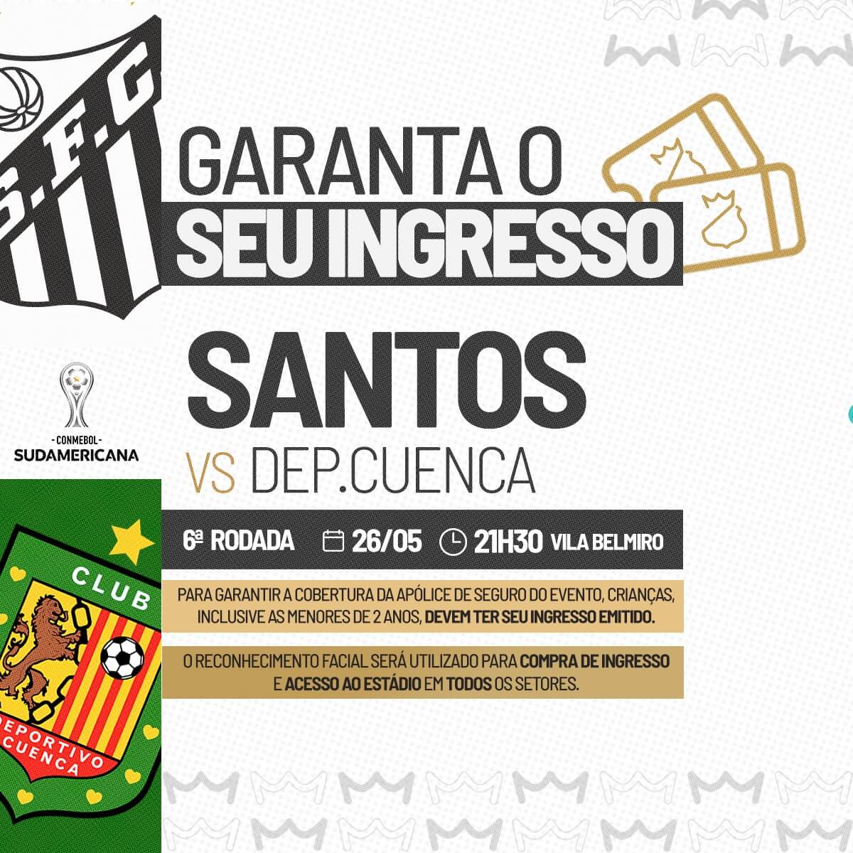 Venda de ingressos para Santos FC x CD Cuenca, pela CONMEBOL Sudamericana, na Vila Belmiro 9