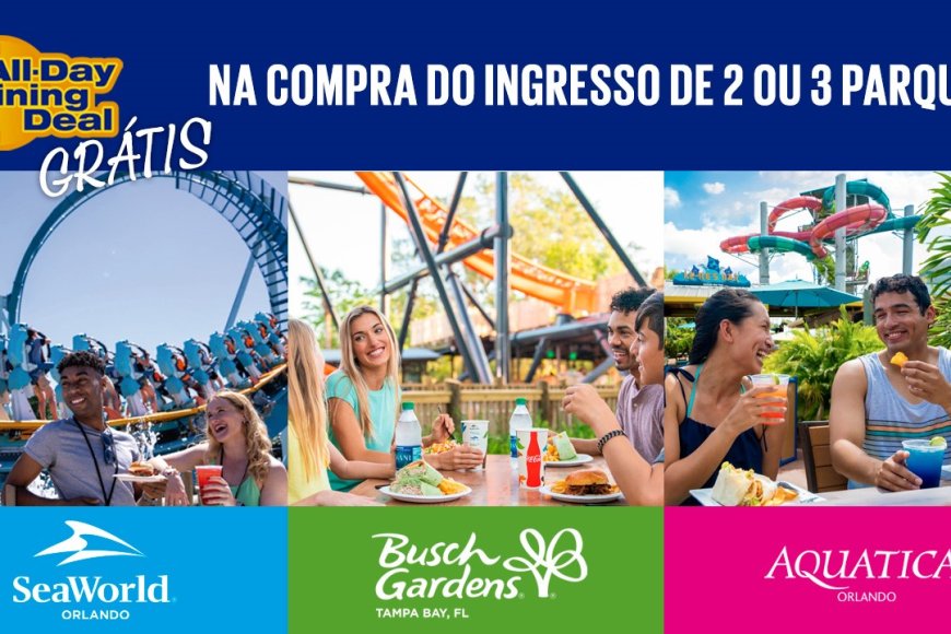 United Parks lança oferta com Plano de Refeição grátis nos ingressos de 2 ou 3 parques