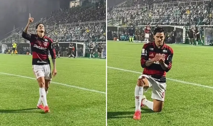 O atacante do Flamengo, Pedro Guilherme, chamou a atenção dos torcedores ao comemorar um de seus gols na vitória. Foto: Reprodução/Instagram/Pedro Guilherme