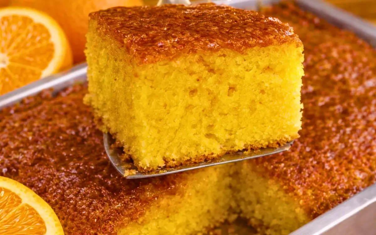 Bolo de Laranja Fofinho com Calda 9