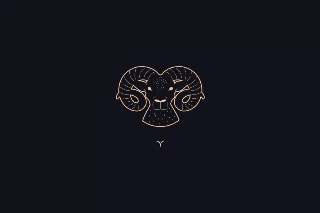 Ilustração do signo de Áries em um fundo preto