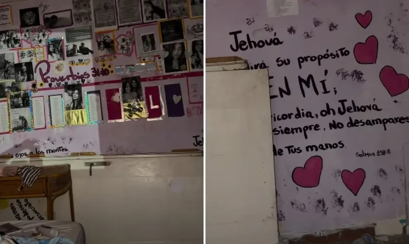 Um quarto com versículos bíblicos chamou atenção nas redes sociais após permanecer intacto em meio aos terremotos na Venezuela. Foto: Reprodução/Instagram/Pedro Doumat