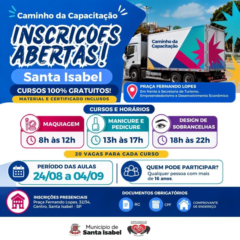 Santa Isabel abre inscrições para cursos gratuitos de beleza e capacitação profissional 3
