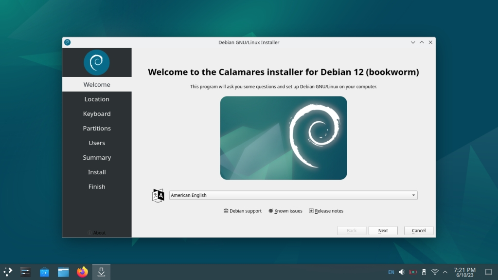 Captura de tela do desktop do Debian Linux 12