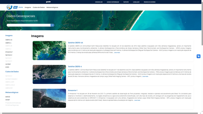 Nova página do Portal da BIG/INPE 3
