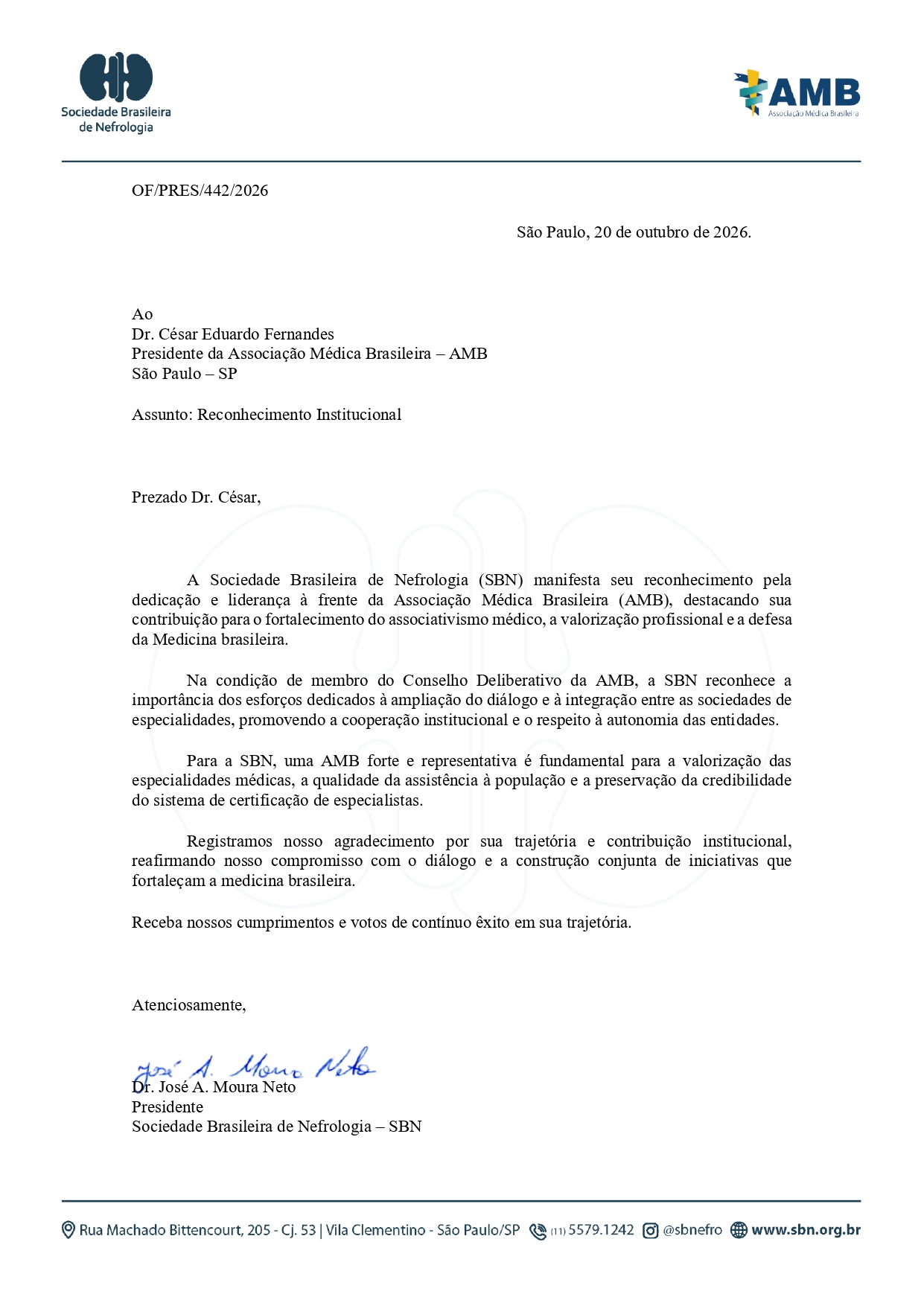 Carta de reconhecimento da sociedade brasileira de nefrologia 1