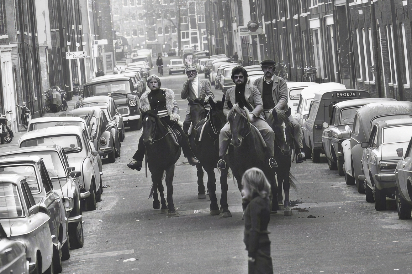 Cavalos na rua Holanda 1973